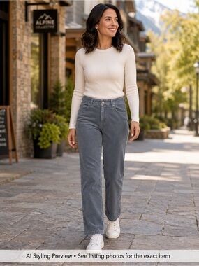 Chlorophylle Size 10 Blue Corduroy Stretch Pants Straight Leg